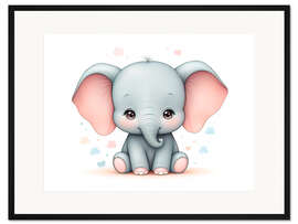 Gerahmter Kunstdruck Hübscher Baby Elefant