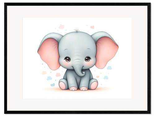 Kehystetty taidepainatus Pretty Baby Elephant
