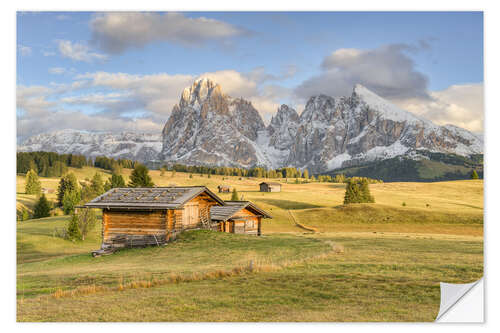 Selvklebende plakat Seiser Alm in golden light