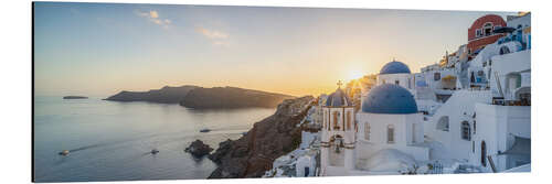 Aluminiumsbilde Oia sunset panorama