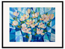 Gerahmter Kunstdruck Wunderschöne Blumen auf Himmelblau