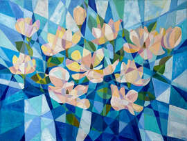 Magnettafel Wunderschöne Blumen auf Himmelblau