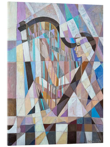 Acrylic print Girl and harp