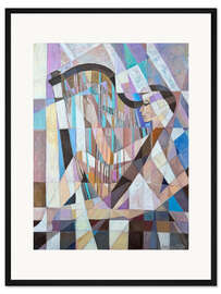 Gerahmter Kunstdruck Mädchen und Harfe