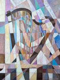 Magnettafel Mädchen und Harfe