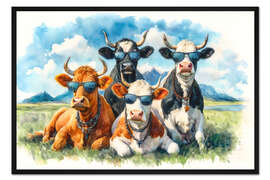 Gerahmter Kunstdruck Coole Kühe