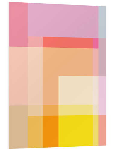 Foam board print Modern Geometric Shapes in Peach and Yellow