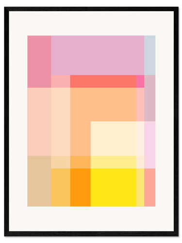 Kunsttryk i ramme Modern Geometric Shapes in Peach and Yellow