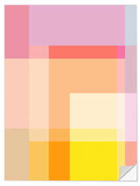 Selvklebende plakat Modern Geometric Shapes in Peach and Yellow