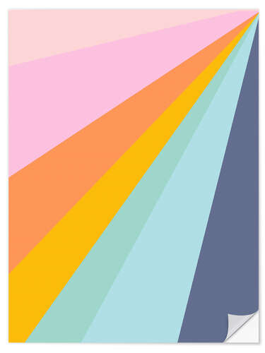 Selvklebende plakat Retro Geometric Striped Sunburst