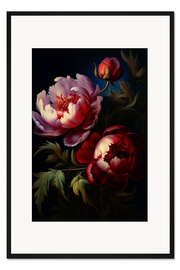 Gerahmter Kunstdruck Barocke Pfingstrosen
