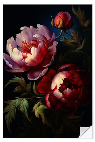 Selvklebende plakat Baroque Peonies