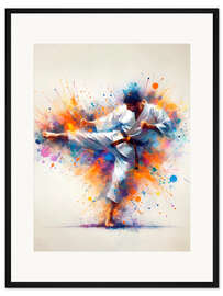 Gerahmter Kunstdruck Aquarell-Karateka