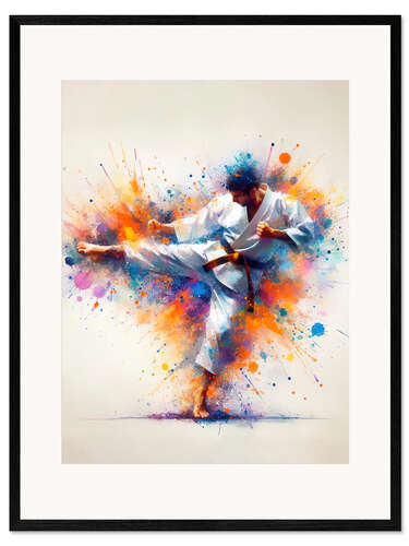 Impresión de arte enmarcada Watercolour karateka