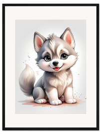 Gerahmter Kunstdruck Baby Husky