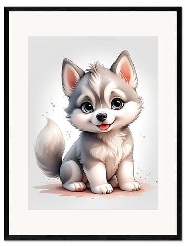 Impression artistique encadrée Baby Husky