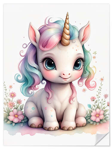 Selvklebende plakat Baby Unicorn