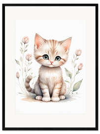 Ingelijste kunstdruk Baby kitten