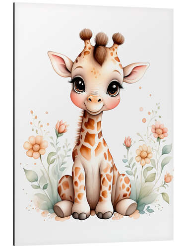 Quadro em alumínio Cute baby giraffe