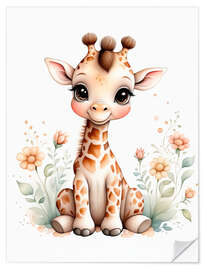 Självhäftande poster Cute baby giraffe