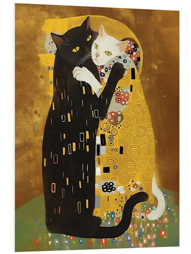 Foam board print Kitty Klimt Kiss