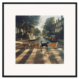 Ingelijste kunstdruk Abbey Road Cats