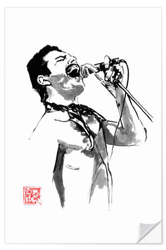 Selvklebende plakat Freddie sings