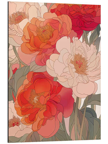 Aluminium print Red Velvet Blooms