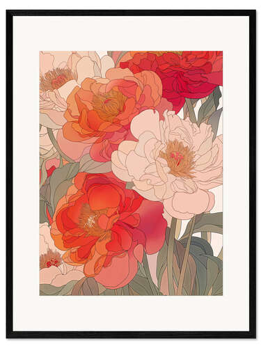 Framed art print Red Velvet Blooms