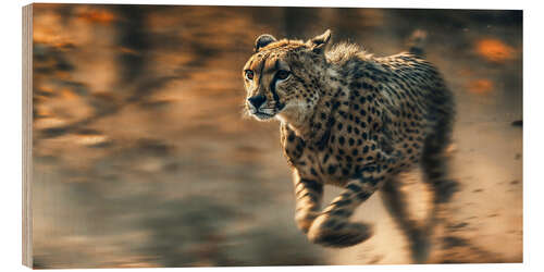 Hout print Cheetah's Chase