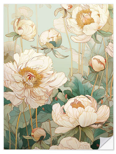 Sticker mural Ivory Bloom Waltz