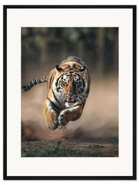 Gerahmter Kunstdruck Angriff des Tigers