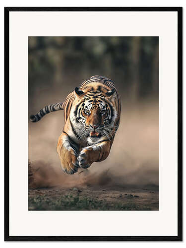 Kehystetty taidepainatus Tiger's Charge