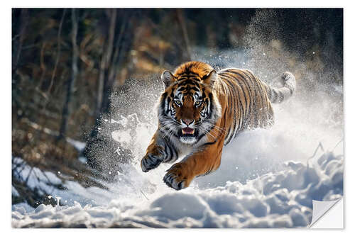 Selvklebende plakat Siberian Tiger in The Snow