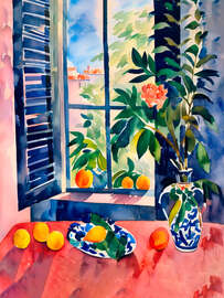 Magnettafel Ansicht des Frühlingsfensters