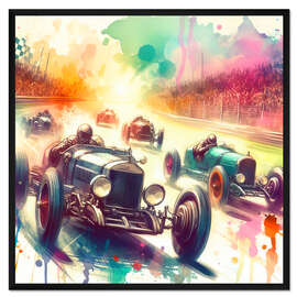 Gerahmter Kunstdruck Autorennen in den 1930er Jahren