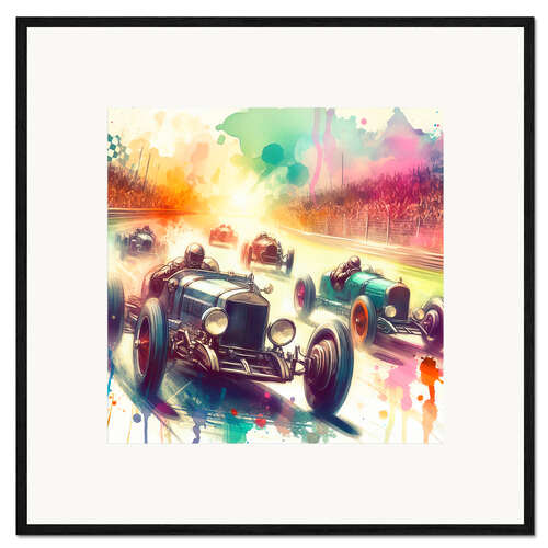 Plakat artystyczny premium w ramie 1930s car race