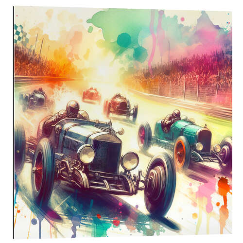 Tableau en plexi-alu 1930s car race