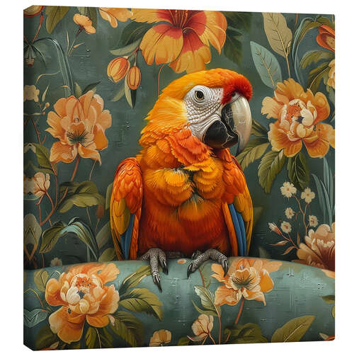 Canvas print Macaw parrot on sofa