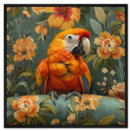 Gerahmter Kunstdruck Ara-Papagei auf dem Sofa