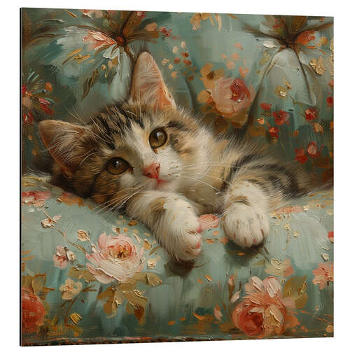 Aluminium print Cute Kitty on Sofa