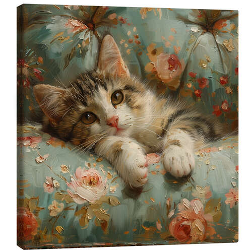 Stampa su tela Cute Kitty on Sofa