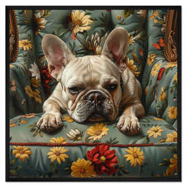 Gerahmter Kunstdruck Chillige französische Bulldogge