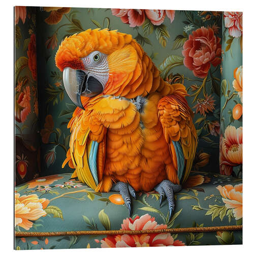 Quadro em plexi-alumínio Orange Parrot On Sofa