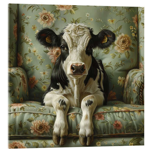 Acrylic print Sweet calf on Sofa