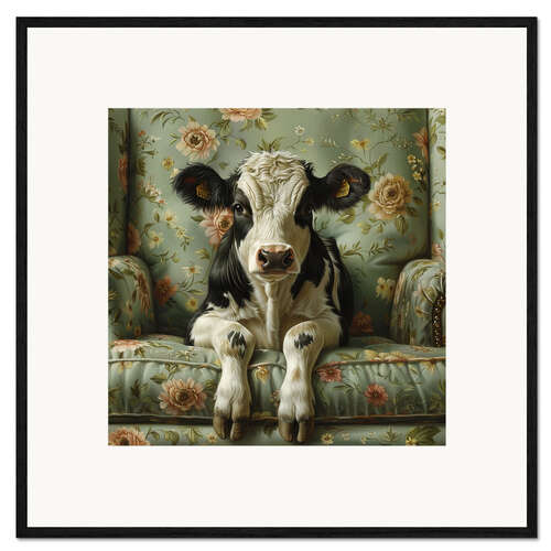 Kehystetty taidepainatus Sweet calf on Sofa
