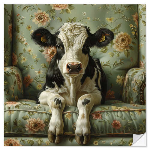 Sticker mural Sweet calf on Sofa