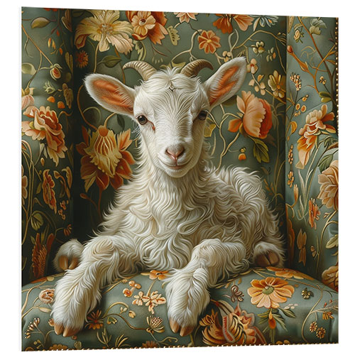 Foam board print Baby goat on sofa