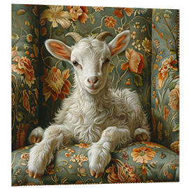 Foam board print Baby goat on sofa