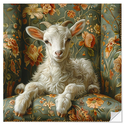 Vinilo para la pared Baby goat on sofa